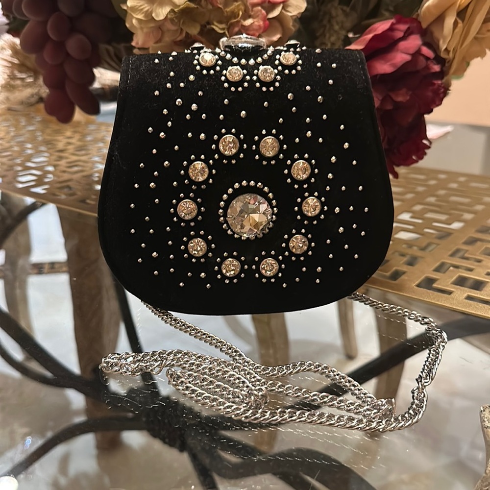 Black, Mini Shoulder Bag, subtle rhinestones Good Condition